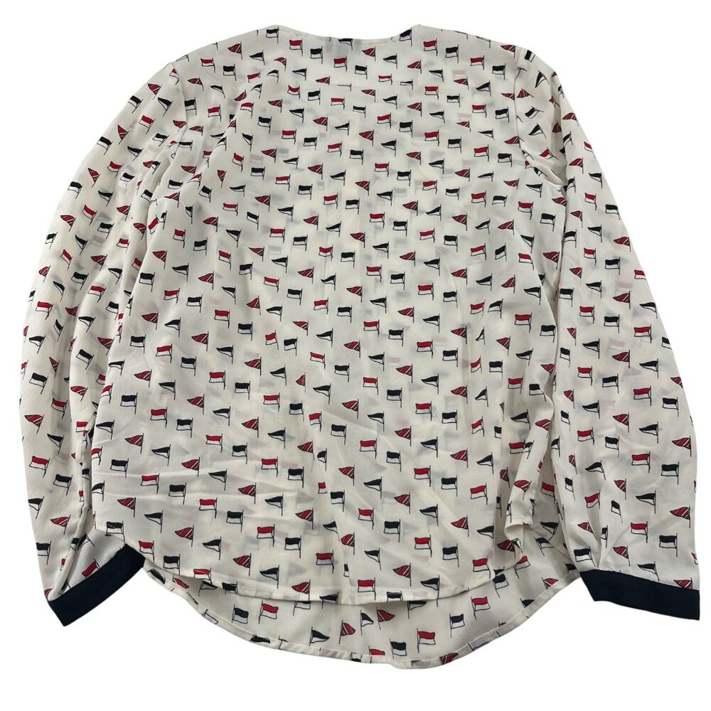 Talbots Womans Nautical Flag Print Blouse Size 12… - image 4